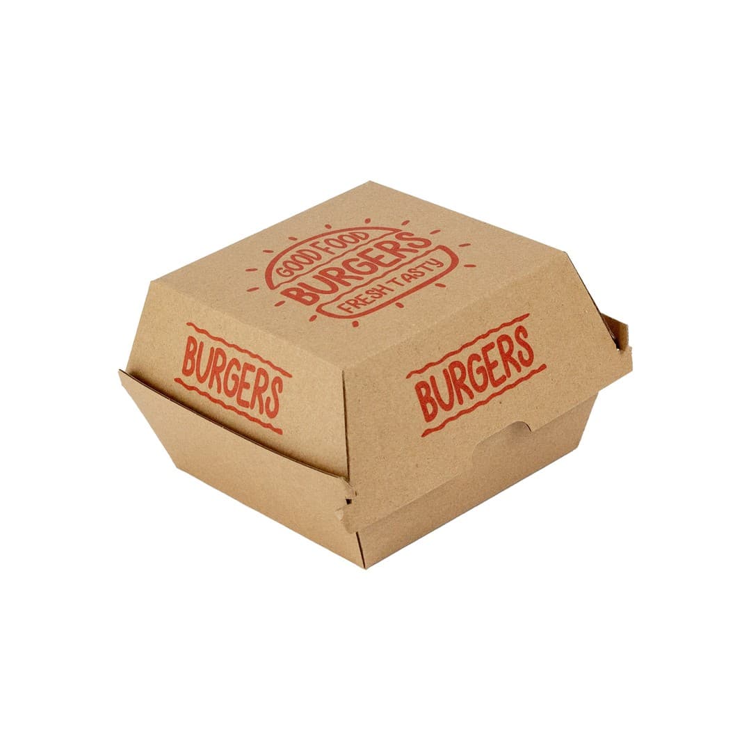 Julian's Hamburgerbox groß - Kraftpapier unbedruckt - 105x105x115 - 50Stk